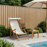 Deck Chair 3 Position Solid Eucalyptus Wood Cream