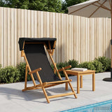 Deck Chair 3 Position Solid Eucalyptus Wood Black
