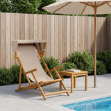 Deck Chair 3 Position Solid Eucalyptus Wood Beige