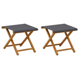 Deck Chair 2 pcs Solid Eucalyptus Wood Grey - Front View