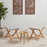 Deck Chair 2 pcs Solid Eucalyptus Wood Cream
