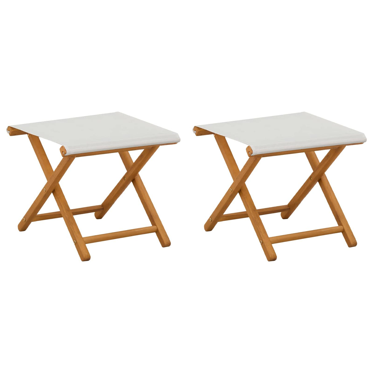 Deck Chair 2 pcs Solid Eucalyptus Wood Cream