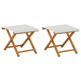 Deck Chair 2 pcs Solid Eucalyptus Wood Cream - Front View