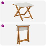 Deck Chair 2 pcs Solid Eucalyptus Wood Cream - Rear View