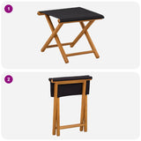 Deck Chair 2 pcs Solid Eucalyptus Wood Black - Rear View
