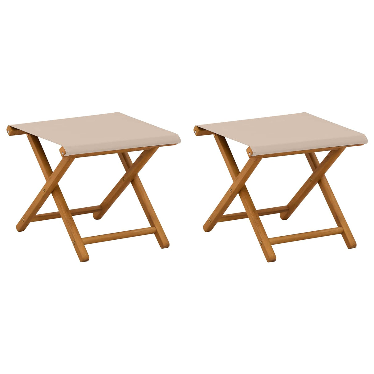 Deck Chair 2 pcs Solid Eucalyptus Wood Beige