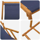 Folding Sun Lounger 3 Position Solid Eucalyptus Wood Blue
