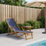 Folding Sun Lounger 3 Position Solid Eucalyptus Wood Blue