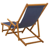 Folding Sun Lounger 3 Position Solid Eucalyptus Wood Blue - Top-Down View