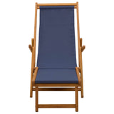 Folding Sun Lounger 3 Position Solid Eucalyptus Wood Blue