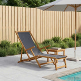 Folding Sun Lounger 3 Position Solid Eucalyptus Wood Grey