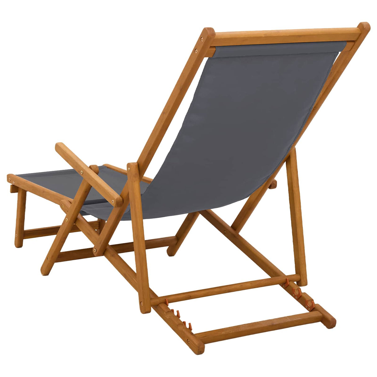 Folding Sun Lounger 3 Position Solid Eucalyptus Wood Grey