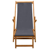 Folding Sun Lounger 3 Position Solid Eucalyptus Wood Grey