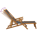 Folding Sun Lounger 3 Position Solid Eucalyptus Wood Grey - Rear View