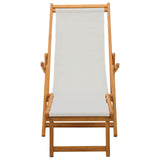 Folding Sun Lounger 3 Position Solid Eucalyptus Wood Cream - Side View