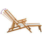 Folding Sun Lounger 3 Position Solid Eucalyptus Wood Cream - Rear View