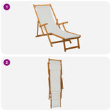 Folding Sun Lounger 3 Position Solid Eucalyptus Wood Cream - Close-Up Angle