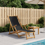 Folding Sun Lounger 3 Position Solid Eucalyptus Wood Black