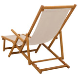 Folding Sun Lounger Solid Eucalyptus Wood Beige