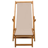 Folding Sun Lounger Solid Eucalyptus Wood Beige