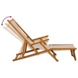 Folding Sun Lounger Solid Eucalyptus Wood Beige