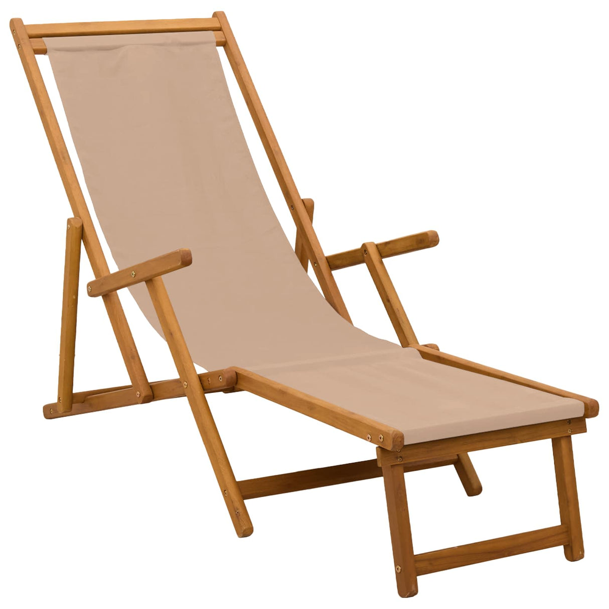 Folding Sun Lounger 3 Position Solid Eucalyptus Wood Taupe