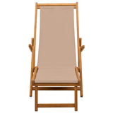 Folding Sun Lounger 3 Position Solid Eucalyptus Wood Taupe - Side View