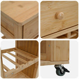 Kitchen Trolley with Wheels Natural 47.5 x 36 x 83 cm Bamboo - Low Angle