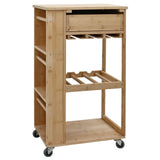 Kitchen Trolley with Wheels Natural 47.5 x 36 x 83 cm Bamboo - Rear View