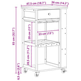 Kitchen Trolley with Wheels Natural 47.5 x 36 x 83 cm Bamboo