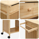 Kitchen Trolley with Wheels Natural 90.5 x 36 x 86.5 cm Bamboo - Extra Image