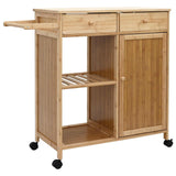 Kitchen Trolley with Wheels Natural 90.5 x 36 x 86.5 cm Bamboo - Front View