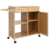 Kitchen Trolley with Wheels Natural 90.5 x 36 x 86.5 cm Bamboo - Top-Down View