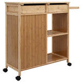Kitchen Trolley with Wheels Natural 90.5 x 36 x 86.5 cm Bamboo - Close-Up Angle