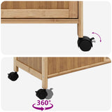 Kitchen Trolley with Wheels Natural 90.5 x 36 x 86.5 cm Bamboo - Extra Image