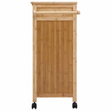 Kitchen Trolley with Wheels Natural 90.5 x 36 x 86.5 cm Bamboo - Rear View