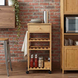 Kitchen Trolley with Wheels Natural 37 x 36 x 80 cm Bamboo - Side View
