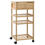 Kitchen Trolley with Wheels Natural 37 x 36 x 80 cm Bamboo