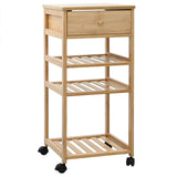 Kitchen Trolley with Wheels Natural 37 x 36 x 80 cm Bamboo - Front View