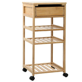 Kitchen Trolley with Wheels Natural 37 x 36 x 80 cm Bamboo
