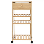 Kitchen Trolley with Wheels Natural 37 x 36 x 80 cm Bamboo