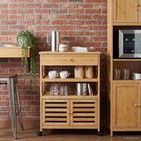Kitchen Trolley with Wheels Natural 59.5 x 36 x 82 cm Bamboo - Side View