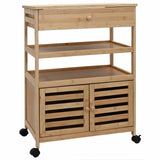 Kitchen Trolley with Wheels Natural 59.5 x 36 x 82 cm Bamboo - Front View
