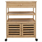 Kitchen Trolley with Wheels Natural 59.5 x 36 x 82 cm Bamboo - 45-Degree Angle