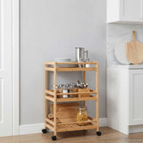 Kitchen Trolley with Wheels Natural 46 x 38 x 76 cm Bamboo