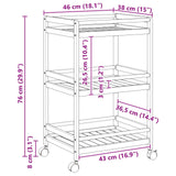 Kitchen Trolley with Wheels Natural 46 x 38 x 76 cm Bamboo - Low Angle
