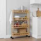 Kitchen Trolley with Wheels Natural 60 x 18 x 97 cm Bamboo - Side View