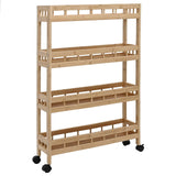 Kitchen Trolley with Wheels Natural 60 x 18 x 97 cm Bamboo - Front View