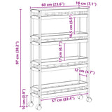 Kitchen Trolley with Wheels Natural 60 x 18 x 97 cm Bamboo - Extra Image