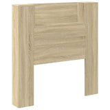 Storage Headboard with LED Sonoma Oak Engineered Wood - Front View